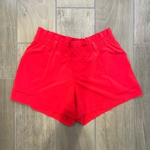 Athleta Paperbag Shorts Womens Size 10 Tomato Red Elastic Waist Mid Rise